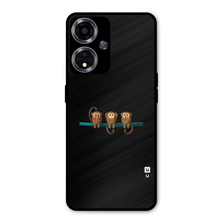 Three Cute Monkeys Metal Back Case for Oppo A59