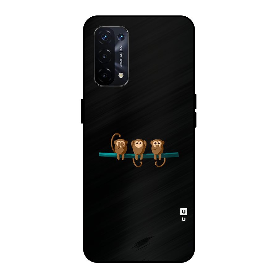 Three Cute Monkeys Metal Back Case for Oppo A74 5G