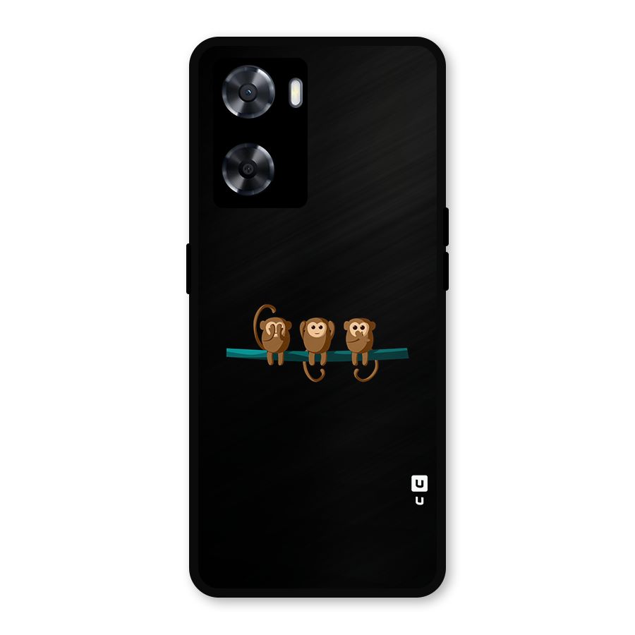 Three Cute Monkeys Metal Back Case for Oppo A77s