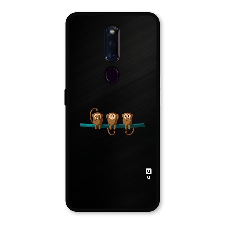 Three Cute Monkeys Metal Back Case for Oppo F11 Pro