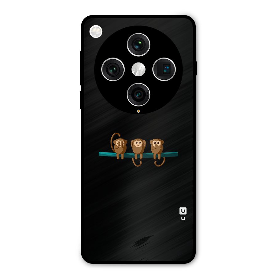 Three Cute Monkeys Metal Back Case for Oppo Find X8 Pro