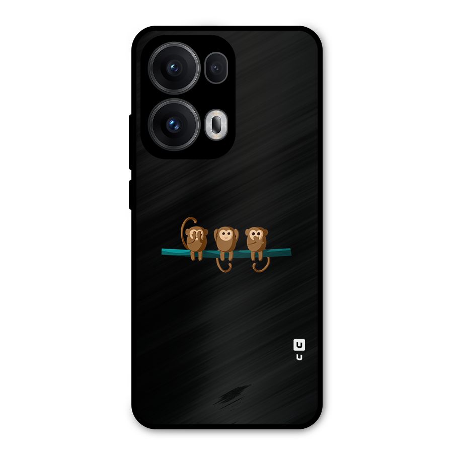 Three Cute Monkeys Metal Back Case for Oppo Reno13 Pro