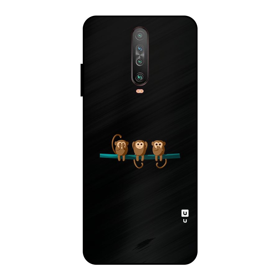 Three Cute Monkeys Metal Back Case for Poco X2