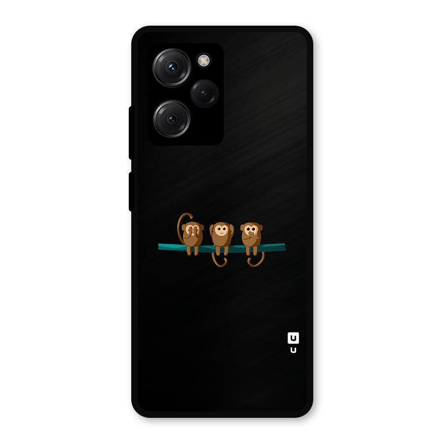 Three Cute Monkeys Metal Back Case for Poco X5 Pro
