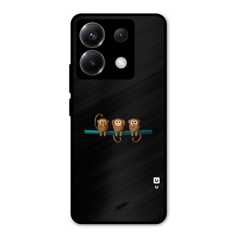 Three Cute Monkeys Metal Back Case for Poco X6