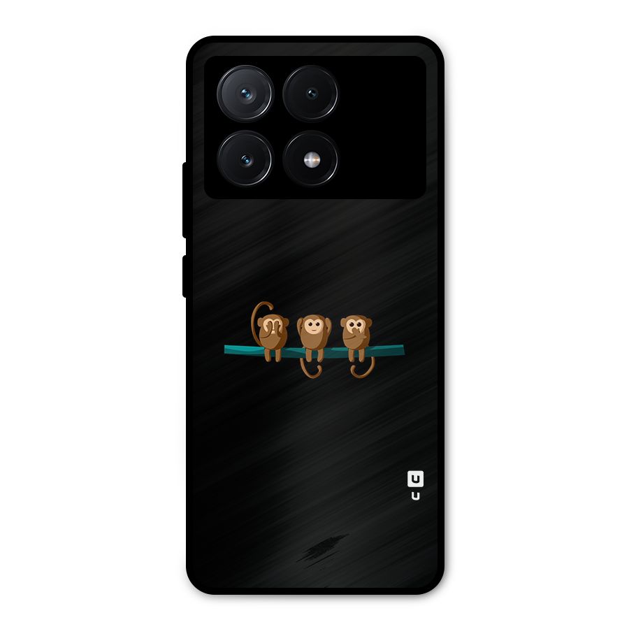 Three Cute Monkeys Metal Back Case for Poco X6 Pro