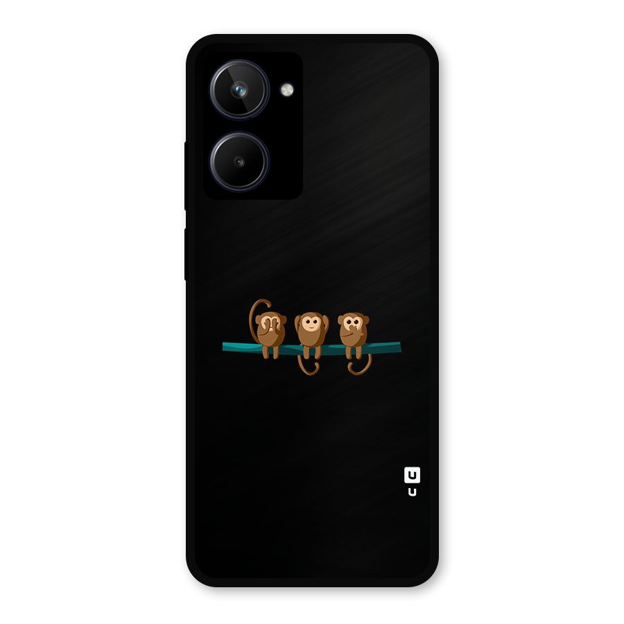 Three Cute Monkeys Metal Back Case for Realme 10