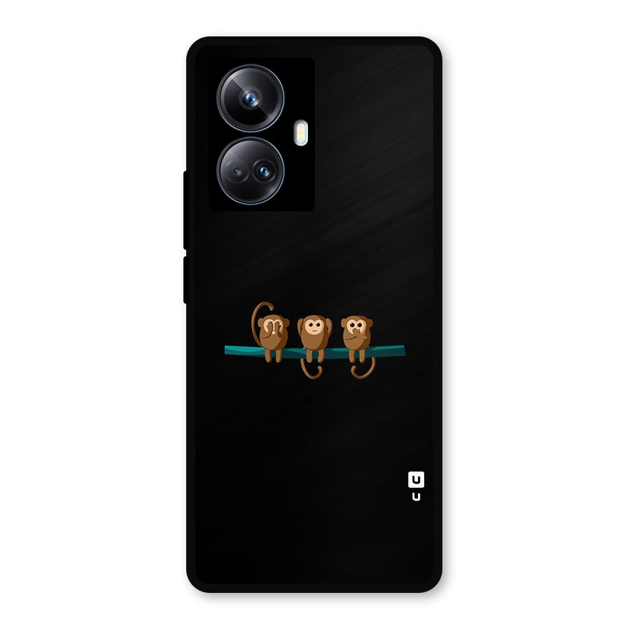 Three Cute Monkeys Metal Back Case for Realme 10 Pro Plus