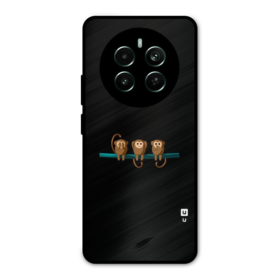 Three Cute Monkeys Metal Back Case for Realme 12 Pro Plus