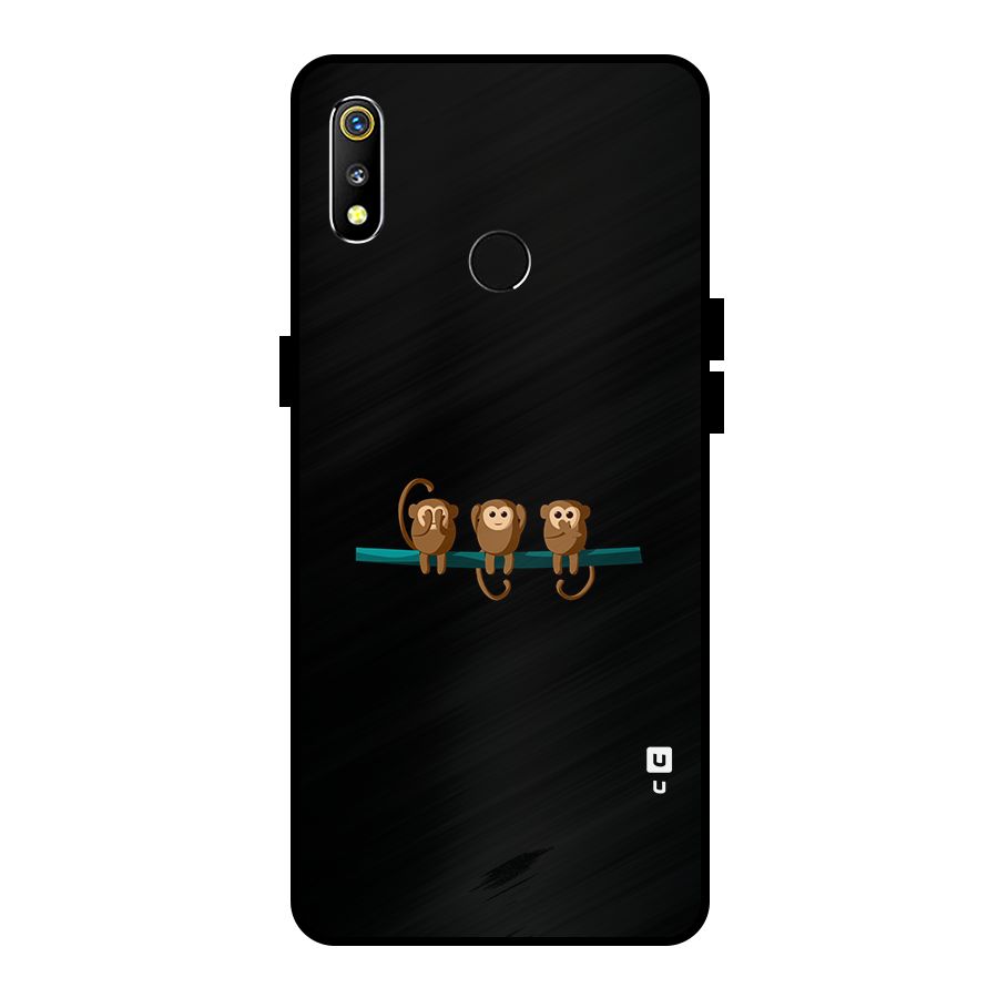 Three Cute Monkeys Metal Back Case for Realme 3