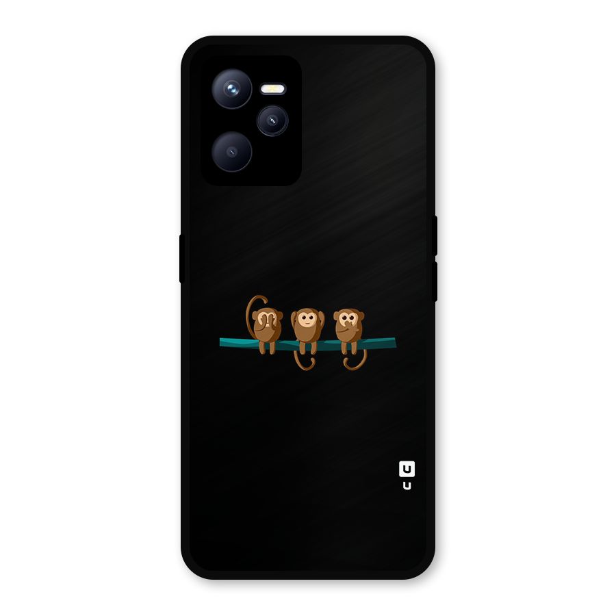 Three Cute Monkeys Metal Back Case for Realme C35