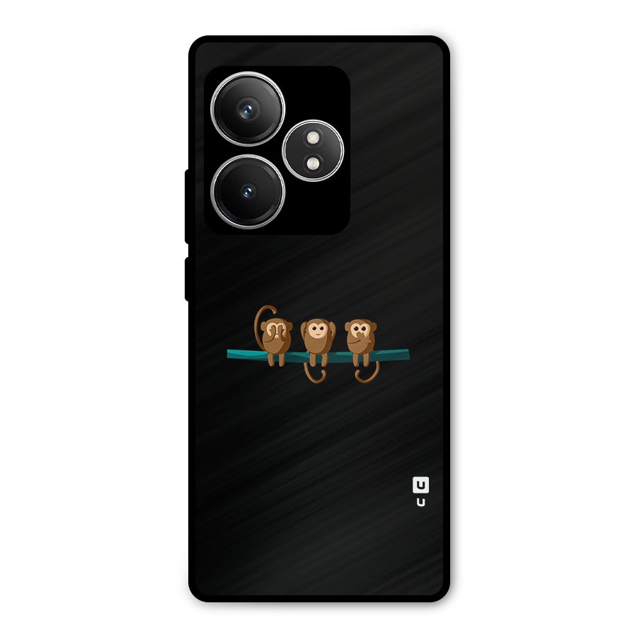 Three Cute Monkeys Metal Back Case for Realme GT 6T