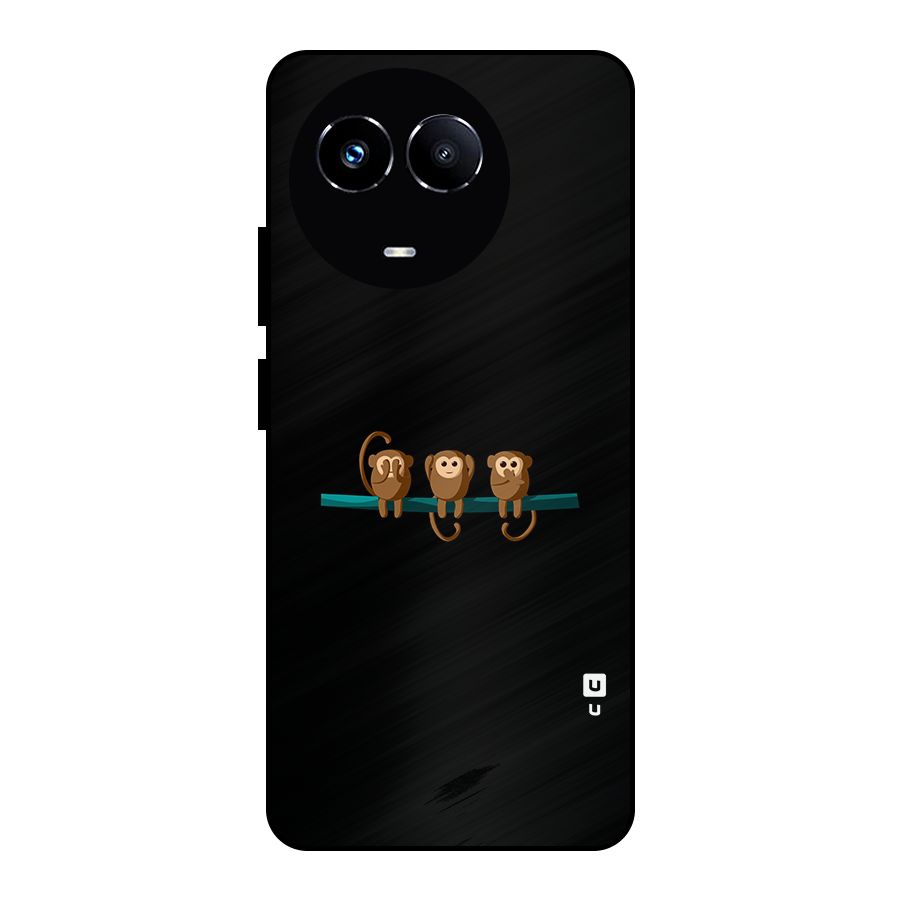 Three Cute Monkeys Metal Back Case for Realme Narzo 60X