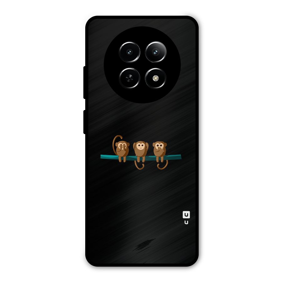 Three Cute Monkeys Metal Back Case for Realme Narzo 70x 5G
