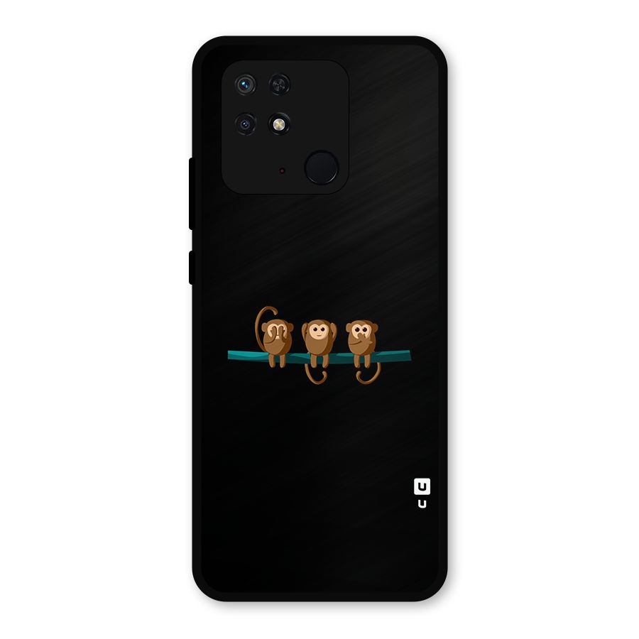 Three Cute Monkeys Metal Back Case for Redmi 10 Power