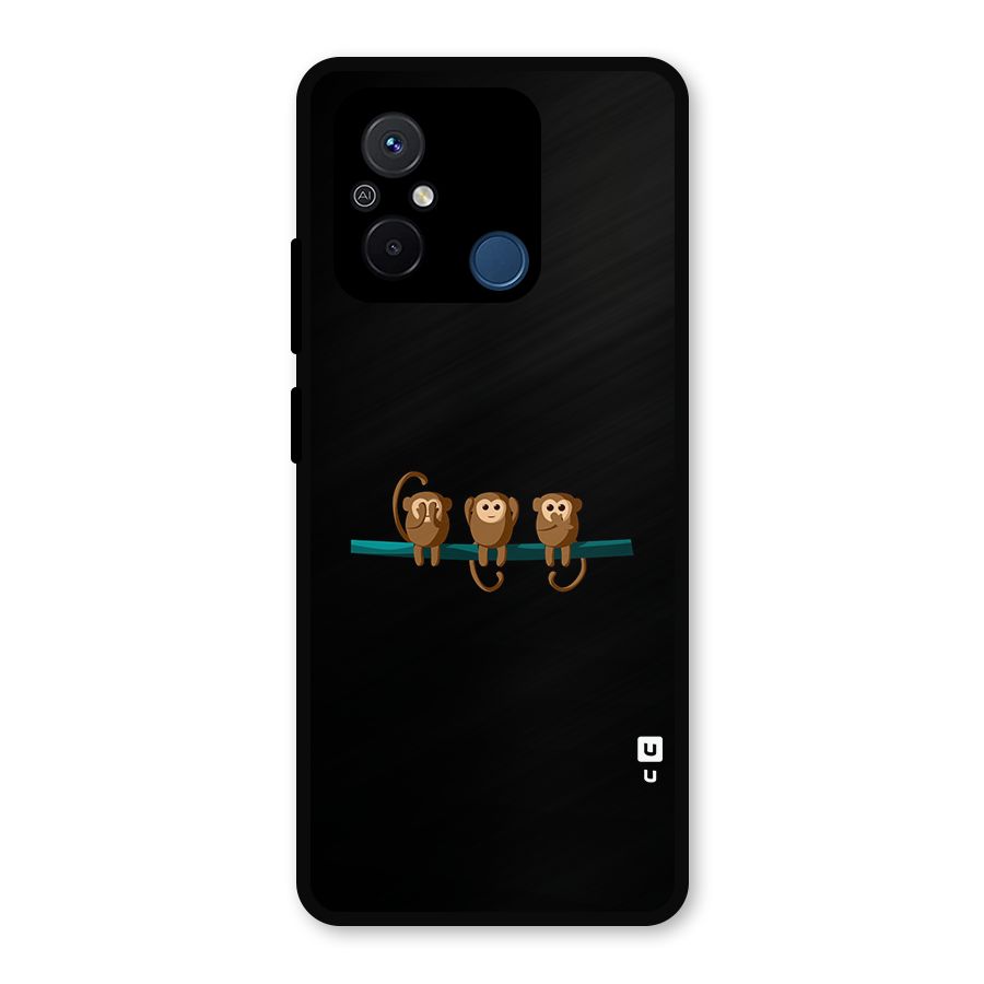 Three Cute Monkeys Metal Back Case for Redmi 12C