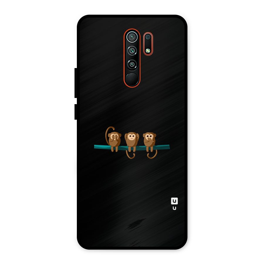 Three Cute Monkeys Metal Back Case for Redmi 9 Prime