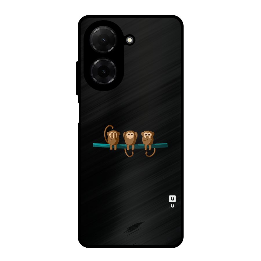 Three Cute Monkeys Metal Back Case for Redmi A5 4G