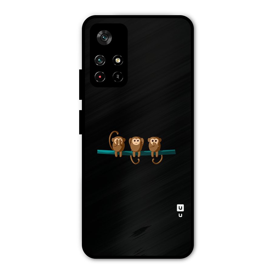 Three Cute Monkeys Metal Back Case for Redmi Note 11T 5G