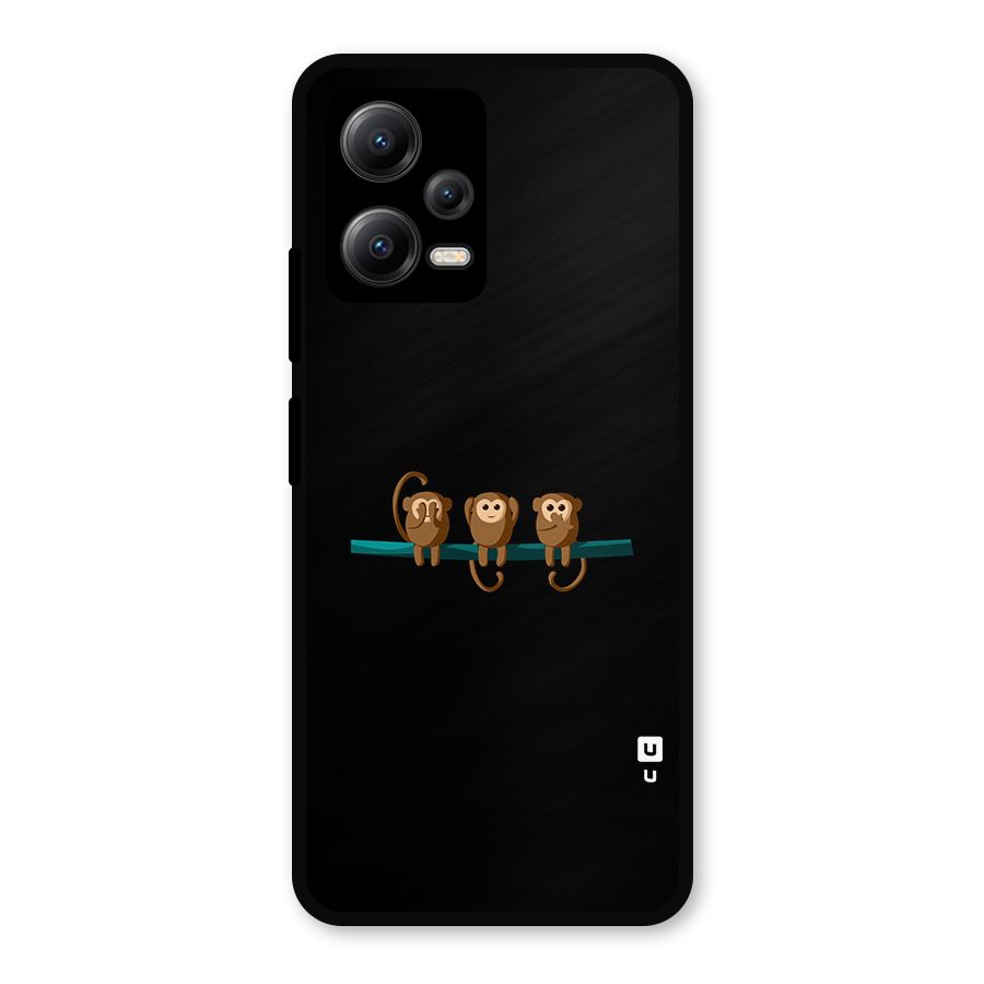 Three Cute Monkeys Metal Back Case for Redmi Note 12 5G