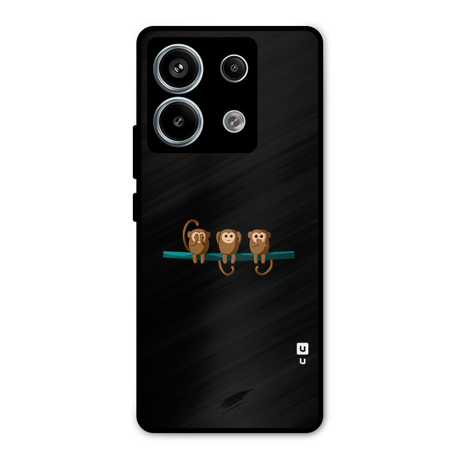 Three Cute Monkeys Metal Back Case for Redmi Note 13 Pro 5G