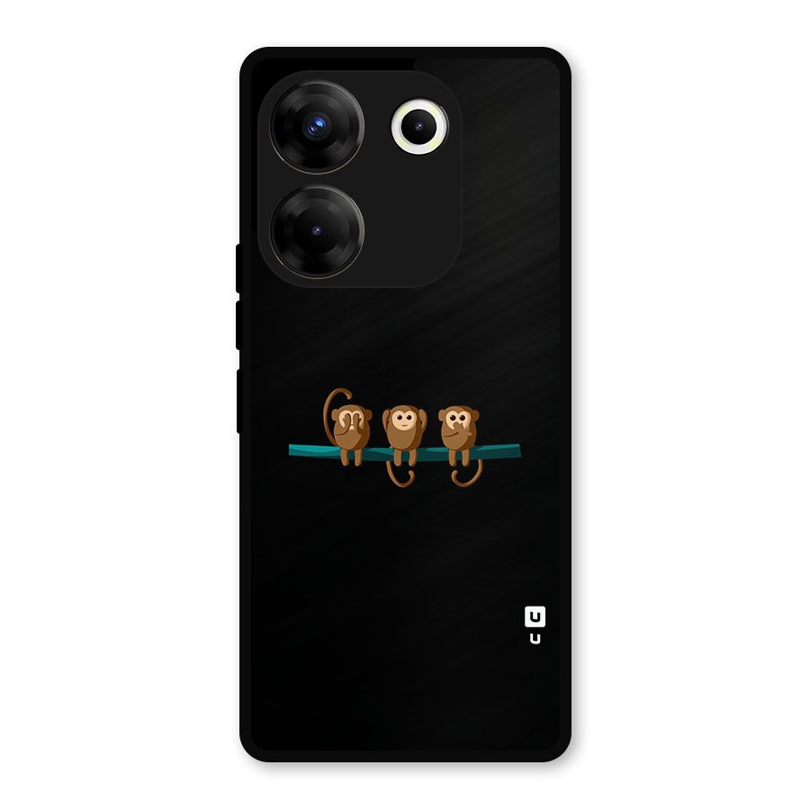 Three Cute Monkeys Metal Back Case for Tecno Camon 20 Pro