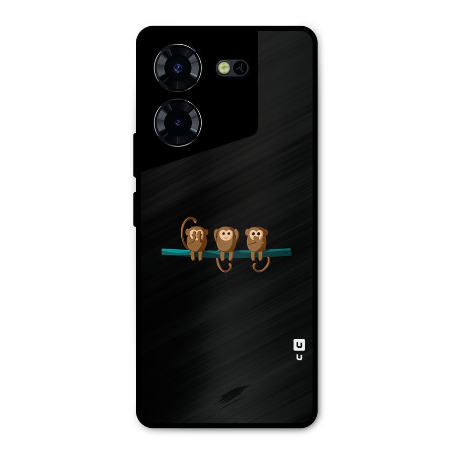 Three Cute Monkeys Metal Back Case for Tecno Pova 5 Pro 5G