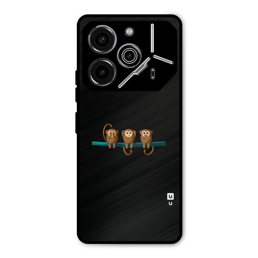 Three Cute Monkeys Metal Back Case for Tecno Pova 6 Pro