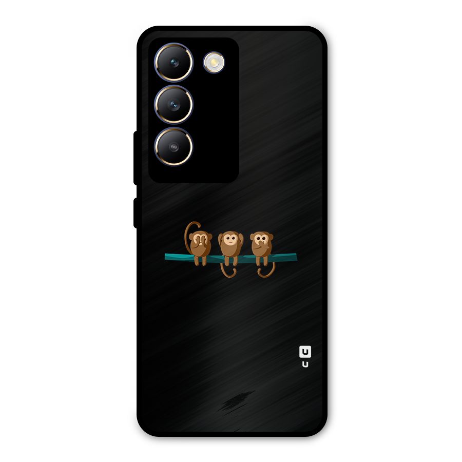 Three Cute Monkeys Metal Back Case for Vivo T3 5G