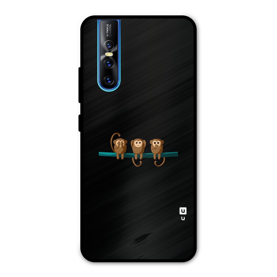 Three Cute Monkeys Metal Back Case for Vivo V15 Pro