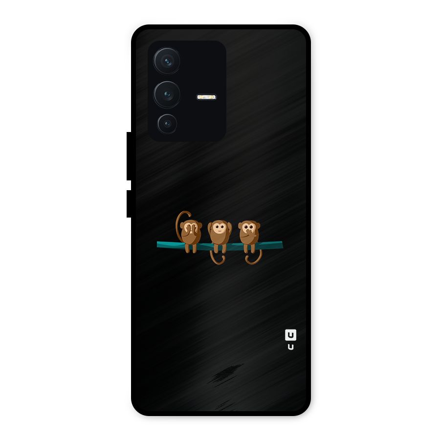 Three Cute Monkeys Metal Back Case for Vivo V23 5G