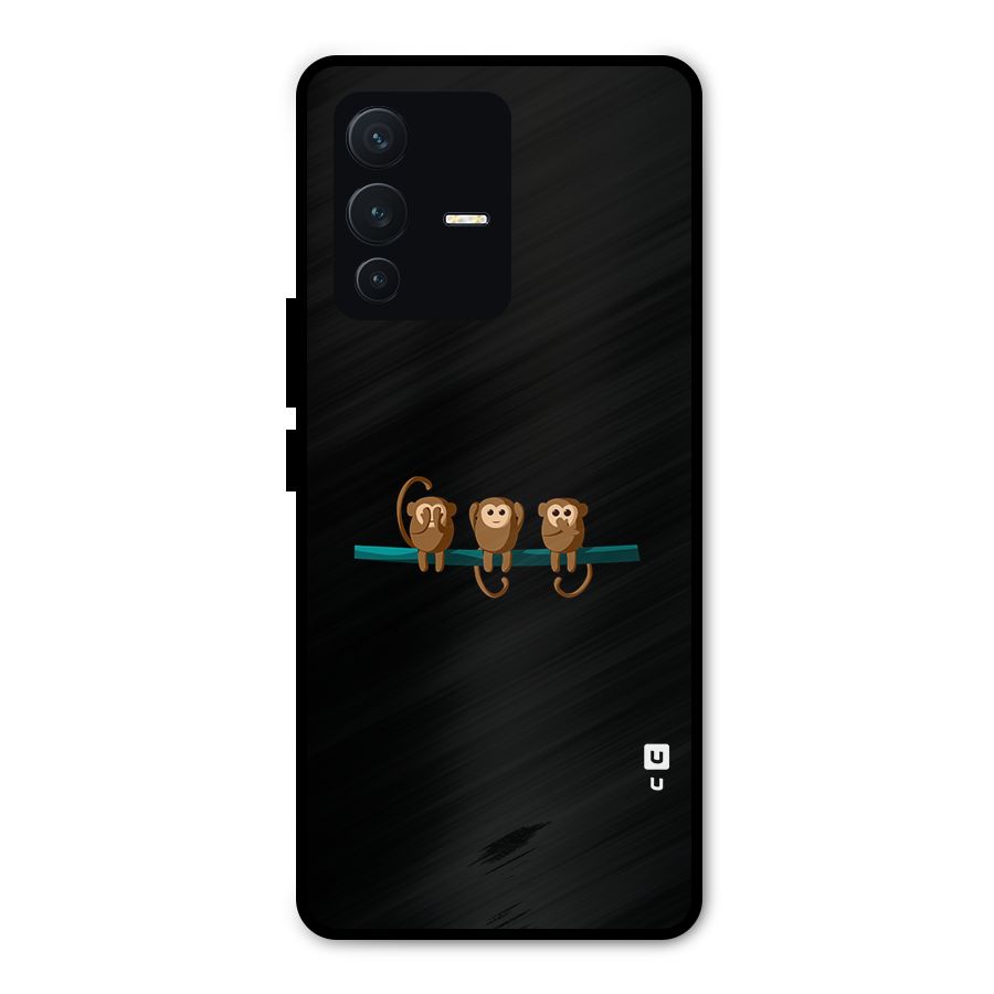 Three Cute Monkeys Metal Back Case for Vivo V23 Pro