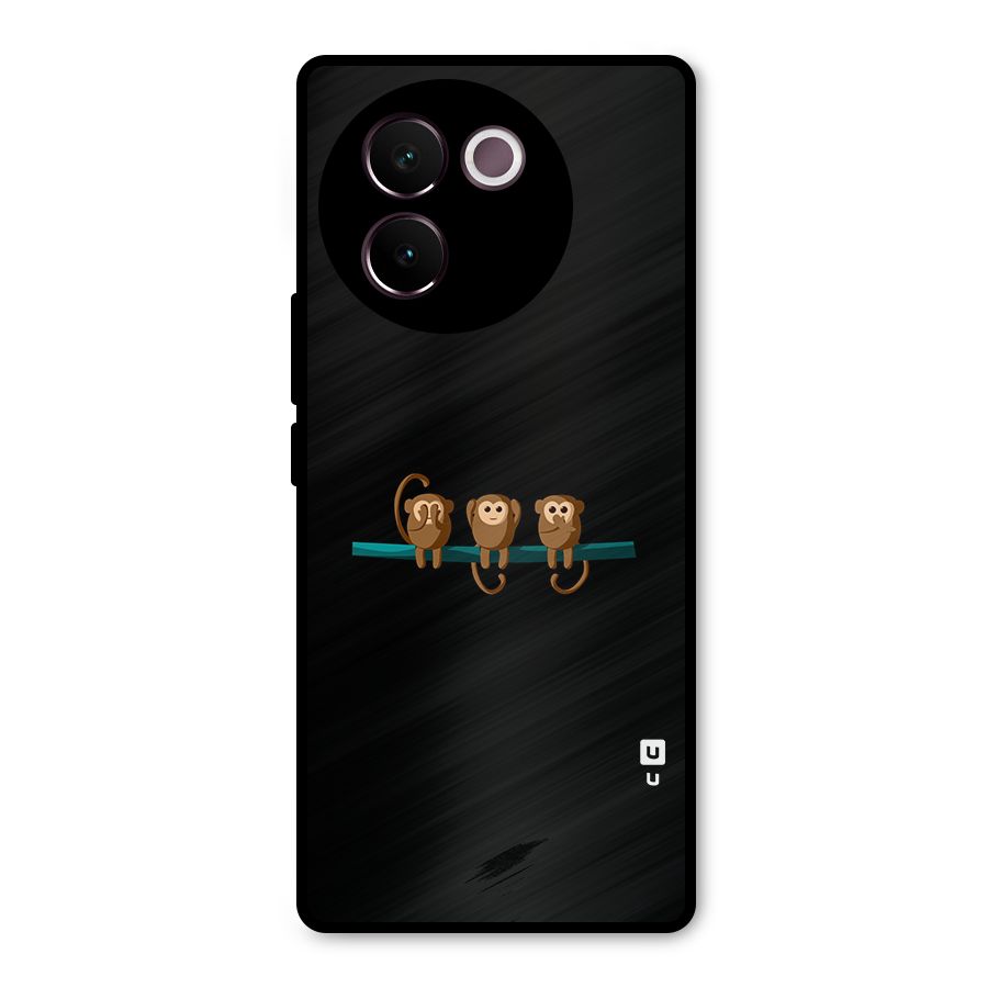 Three Cute Monkeys Metal Back Case for Vivo V30e