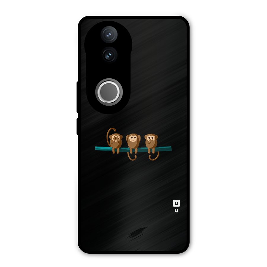 Three Cute Monkeys Metal Back Case for Vivo V50