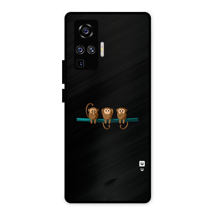 Three Cute Monkeys Metal Back Case for Vivo X50 Pro