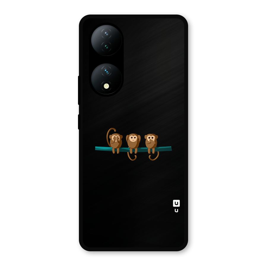 Three Cute Monkeys Metal Back Case for Vivo Y100a