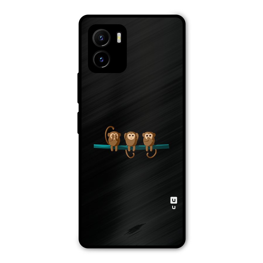 Three Cute Monkeys Metal Back Case for Vivo Y15s