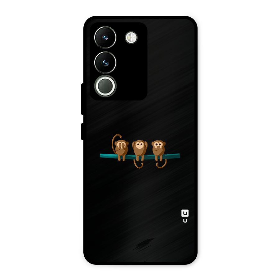 Three Cute Monkeys Metal Back Case for Vivo Y200