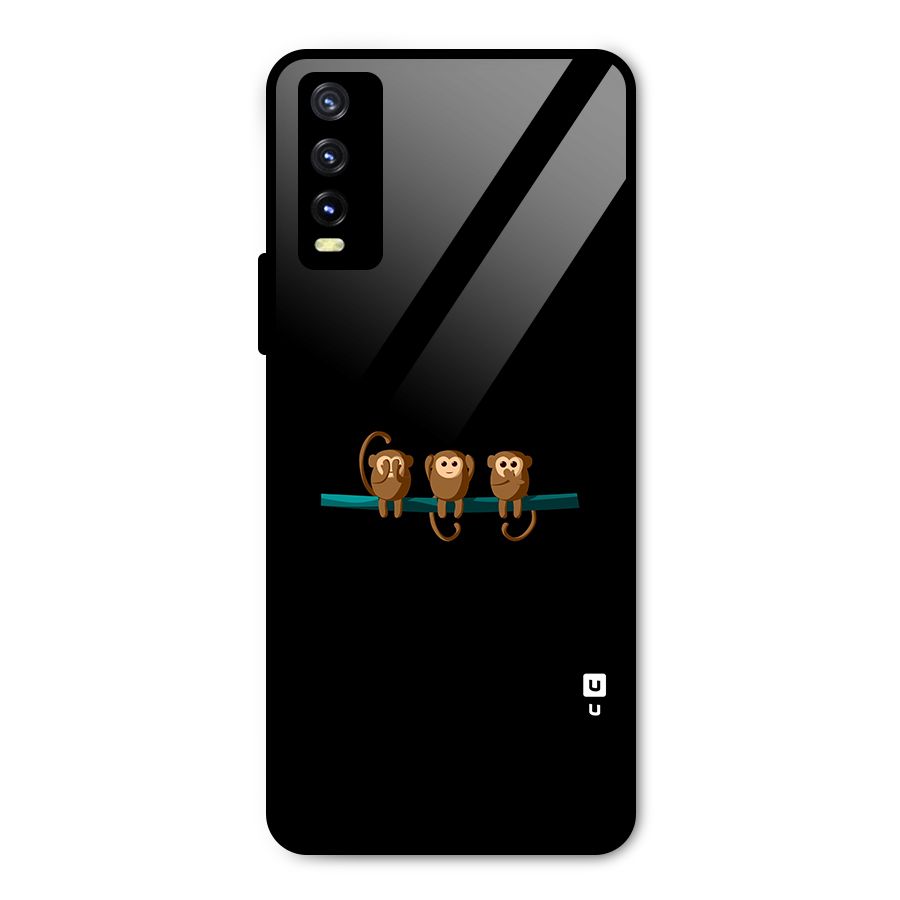 Three Cute Monkeys Metal Back Case for Vivo Y20g