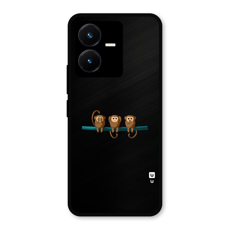 Three Cute Monkeys Metal Back Case for Vivo Y22
