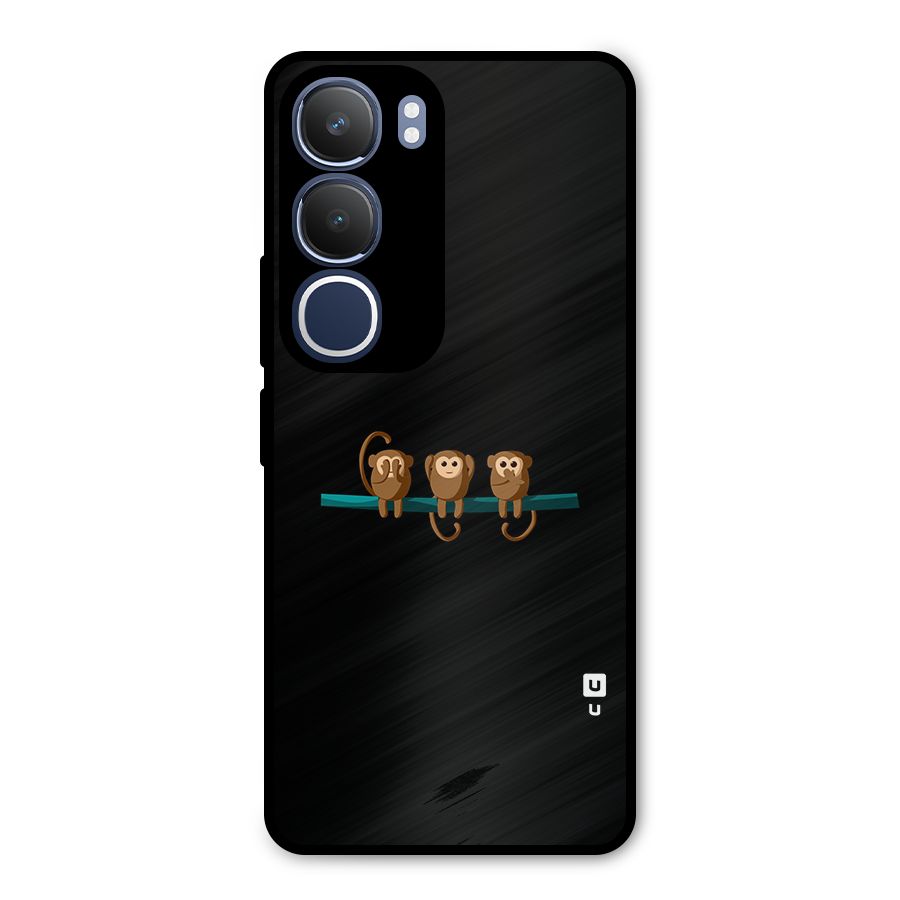 Three Cute Monkeys Metal Back Case for Vivo Y29
