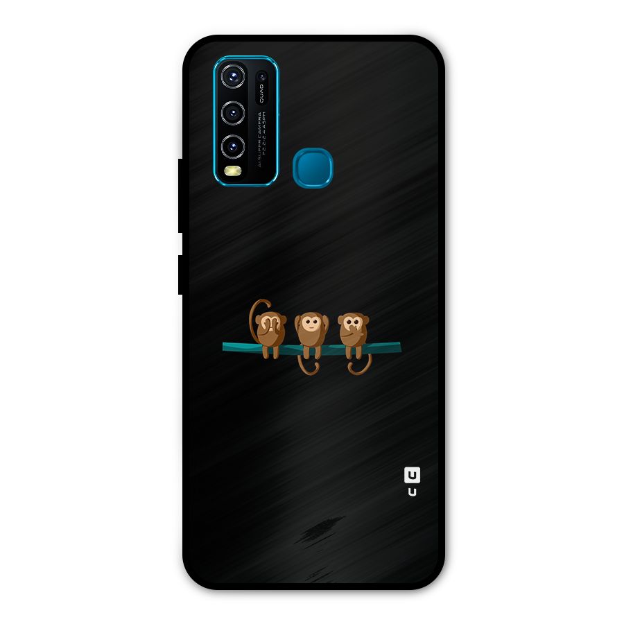 Three Cute Monkeys Metal Back Case for Vivo Y50