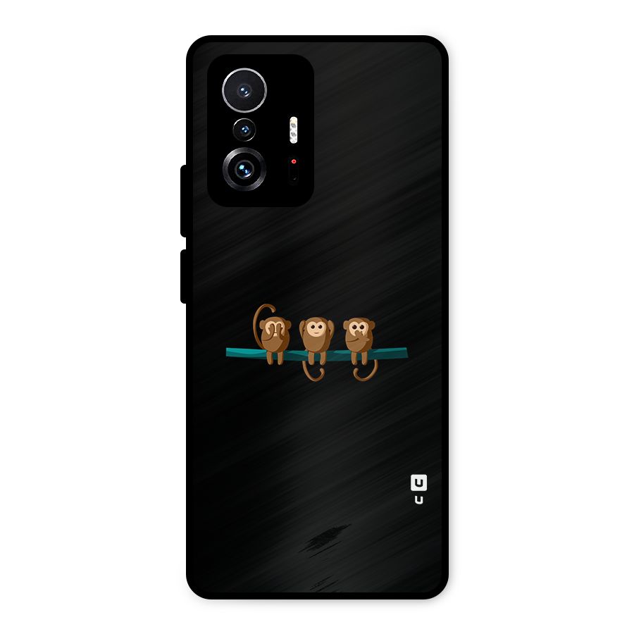 Three Cute Monkeys Metal Back Case for Xiaomi 11T Pro