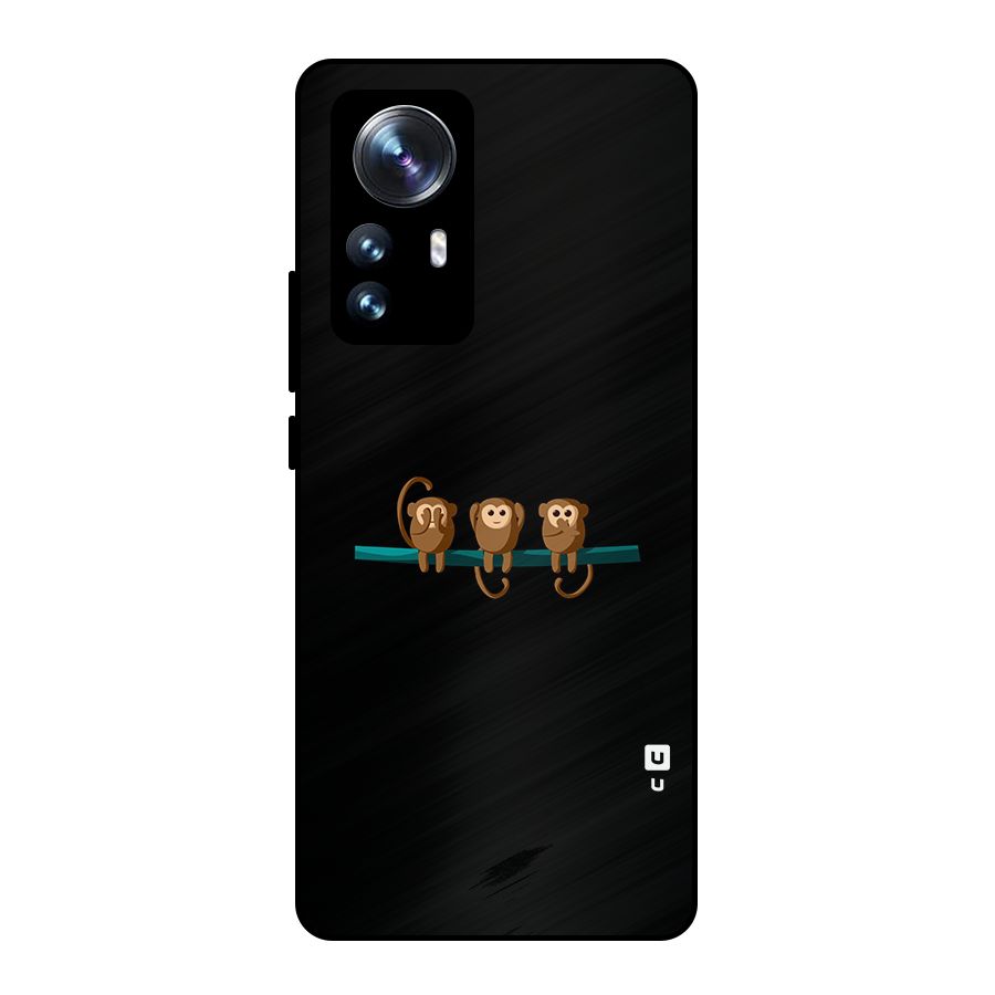 Three Cute Monkeys Metal Back Case for Xiaomi 12 Pro