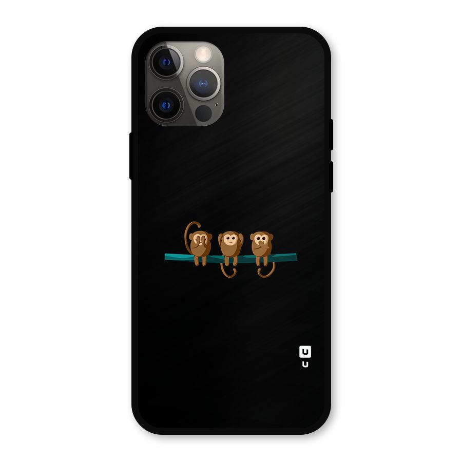 Three Cute Monkeys Metal Back Case for iPhone 12 Pro