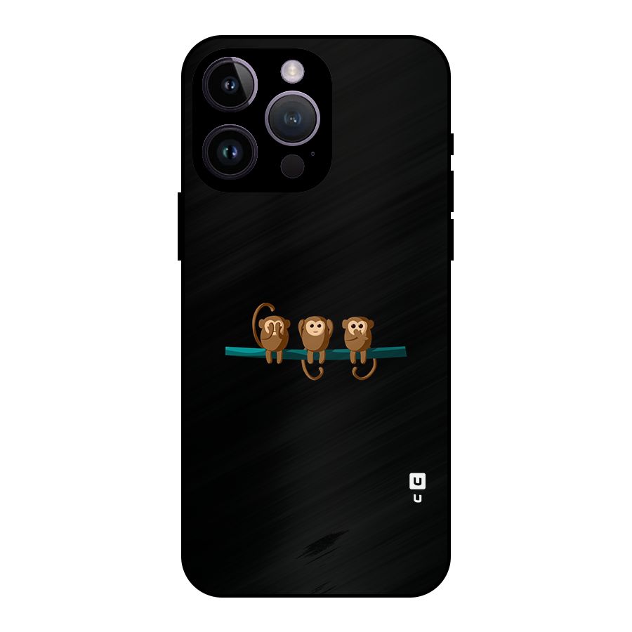 Three Cute Monkeys Metal Back Case for iPhone 14 Pro Max