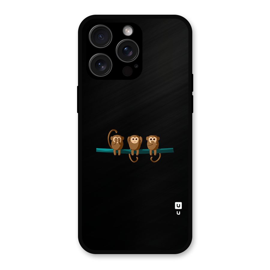 Three Cute Monkeys Metal Back Case for iPhone 15 Pro Max