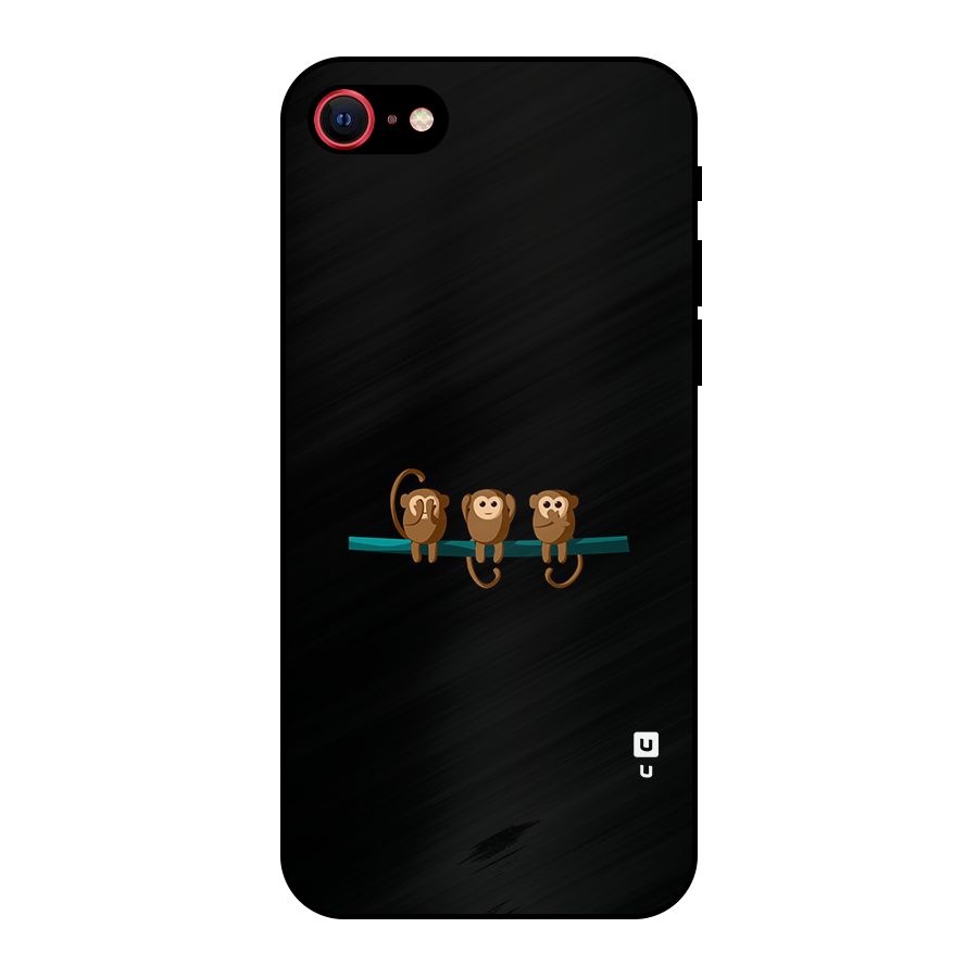 Three Cute Monkeys Metal Back Case for iPhone SE 2020