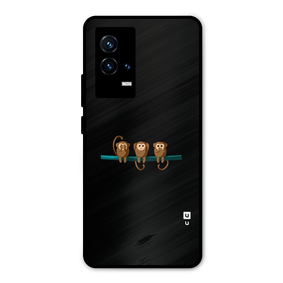 Three Cute Monkeys Metal Back Case for iQOO 9 5G