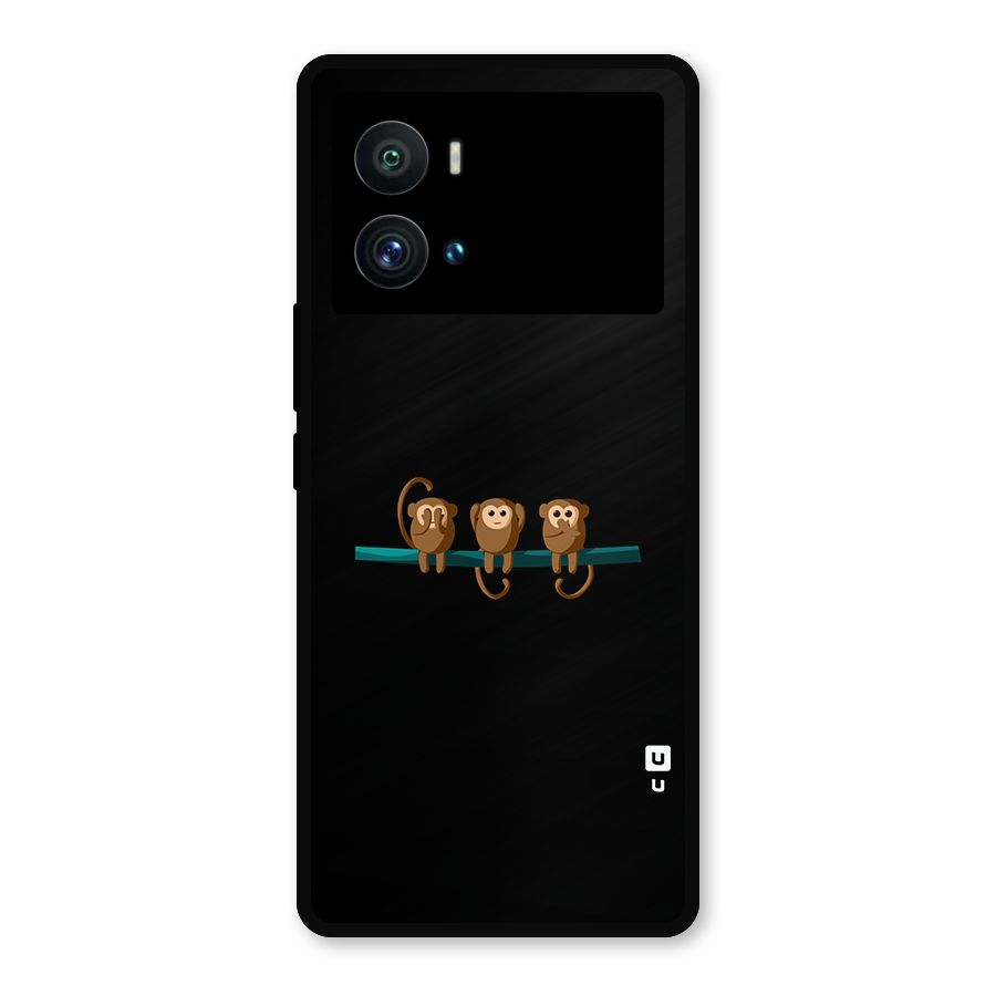 Three Cute Monkeys Metal Back Case for iQOO 9 Pro